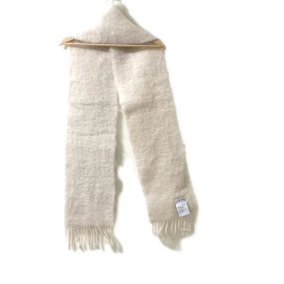 Auth LOEWE - Cream Mohair Wool Nylon Scarf - Picture 6 of 6